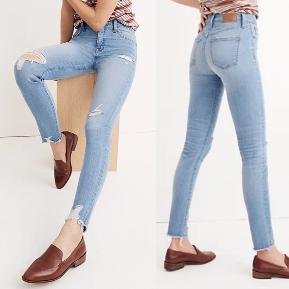 Madewell 9" High-Rise Skinny Jeans in Ontario Wash: Distressed-Hem Edition